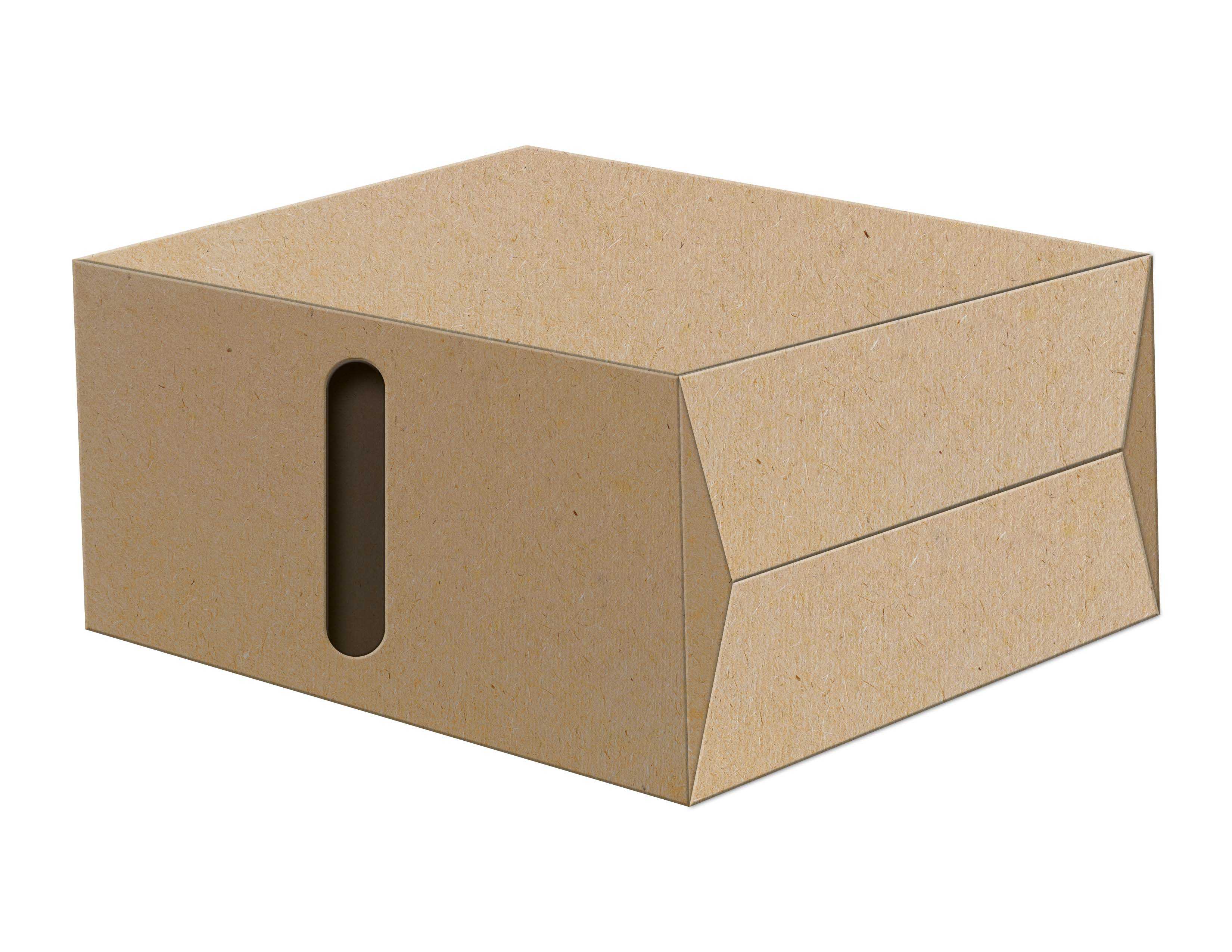 Cardboard box with square corners